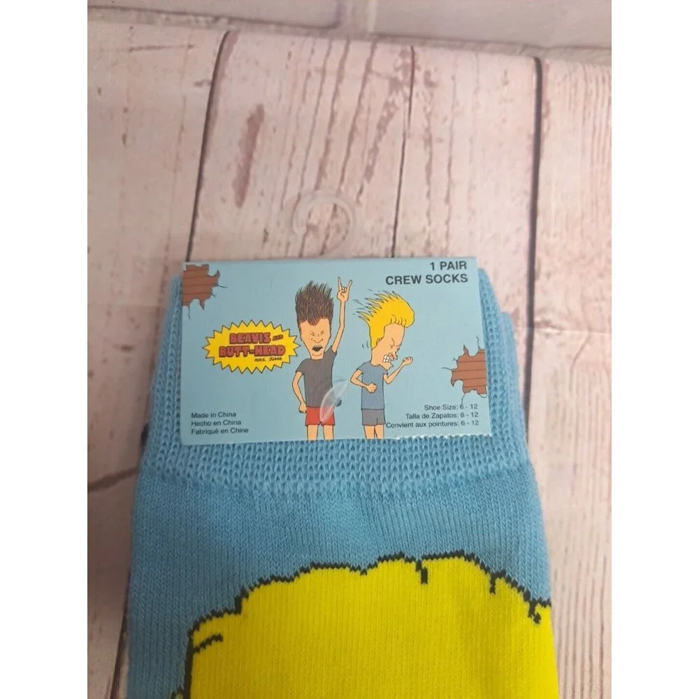 Hyp Beavis and Butthead Crew Socks - 2 Pairs Size 6-12 Unisex MTV New‎